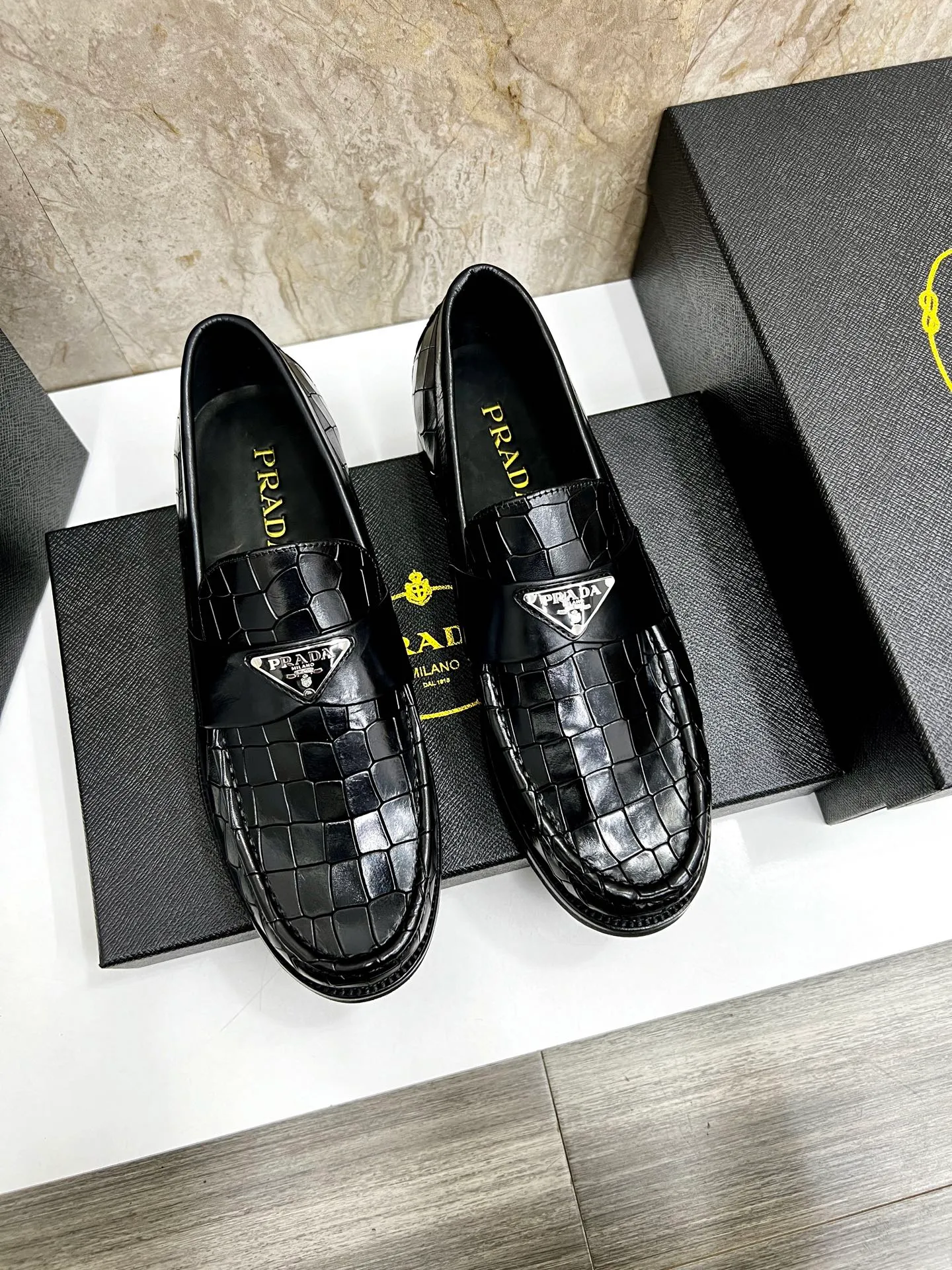 PRADA~ Size: 38-44 (customized 45/46 P: 💰880 P's original official website new high-end men's leather shoes, top-quality original replicas, made of imported open edge beads/calf leather, calf leather breathable lining, original leather outsole!